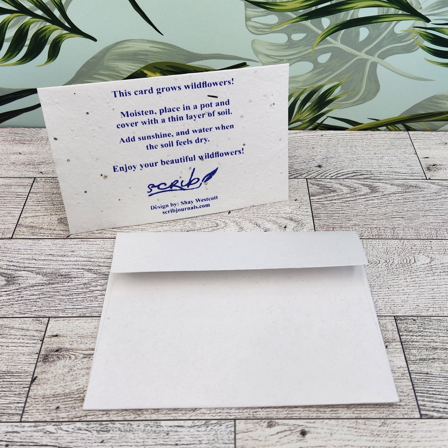 Handmade 4x6 Blank Inside Card - Wildflower Seed Embedded Paper - Vine with Bee Design
