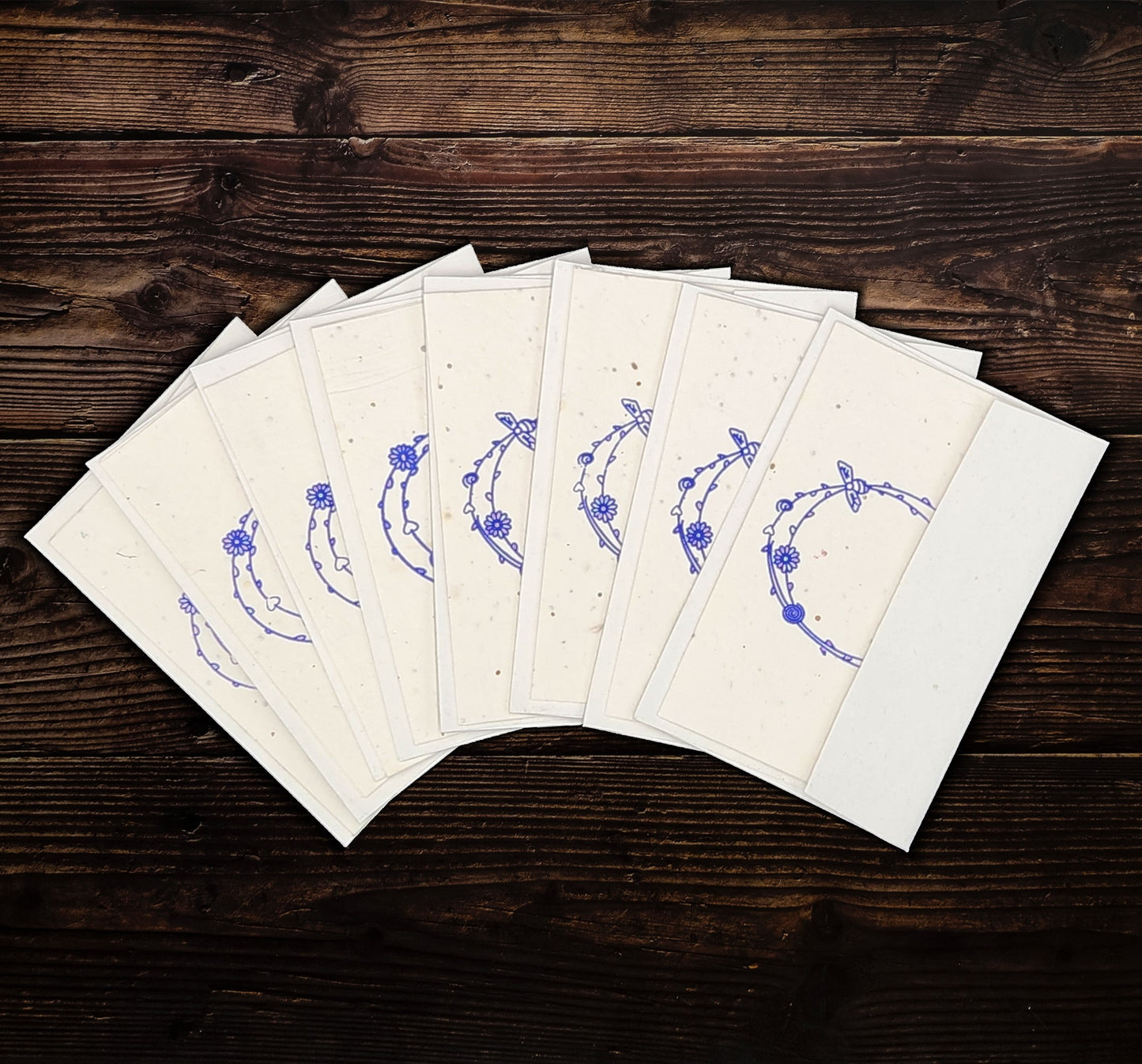 Handmade 4x6 Blank Inside Card - Wildflower Seed Embedded Paper - Vine with Bee Design